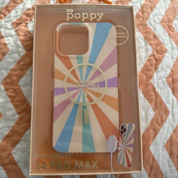 XO Poppy iPhone Case 14 Pro Max Retro Magsafe Compatible New - Picture 1 of 4